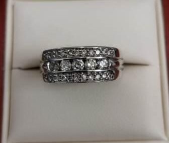 White Gold 3 Row Diamond Ring