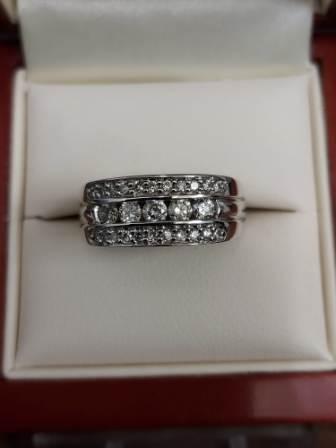 White Gold 3 Row Diamond Ring